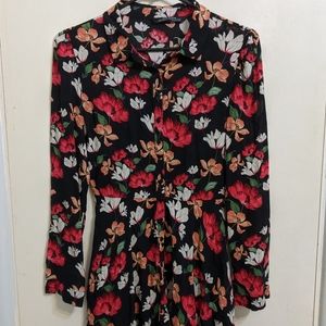 Zara premium denim floral shirt dress